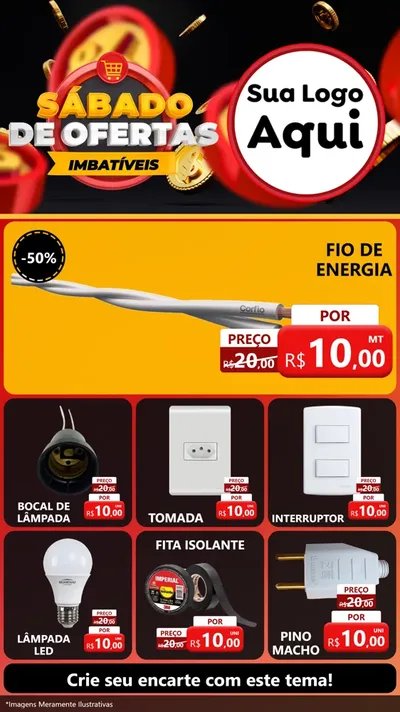 Modelo de Rede Social para Stories com o tema Sábado de Ofertas Imbatíveis para Materiais Elétricos
