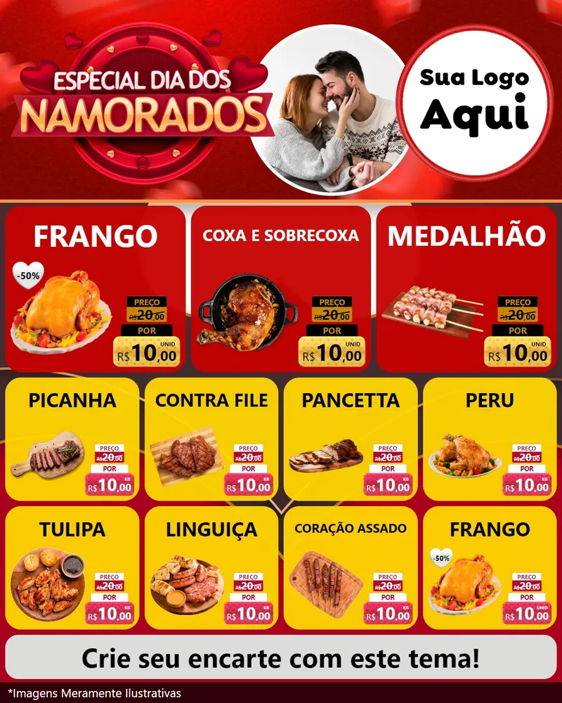 Modelo de Rede Social para Feed Instagram com o tema Especial Dia Dos Namorados para Assados