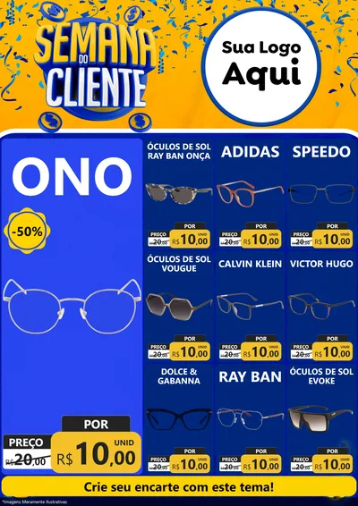 Modelo de Encarte para Encarte A4 Vertical com o tema Semana do Cliente para Óticas