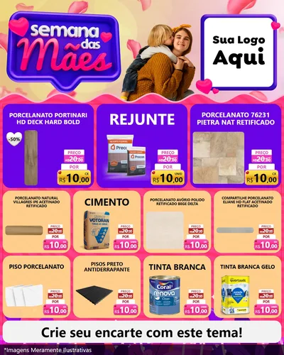 Modelo de Rede Social para Feed Instagram com o tema Semana das Mães para Pisos e revestimentos