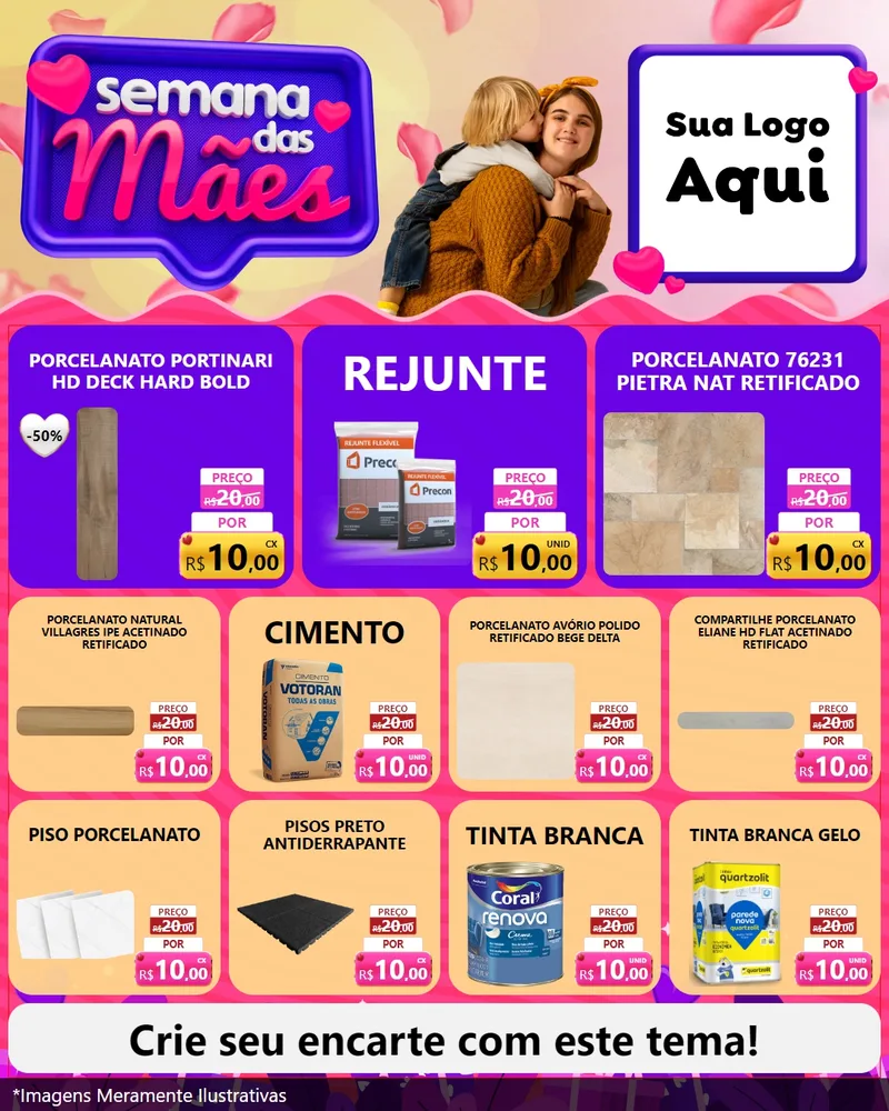 Modelo de Rede Social para Feed Instagram com o tema Semana das Mães para Pisos e revestimentos