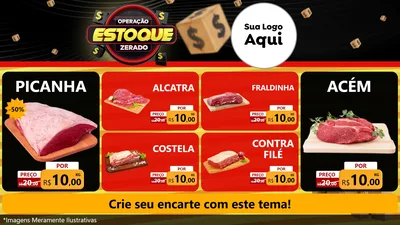 Modelo de TV para TV Horizontal com o tema Operação Estoque Zerado para Açougue