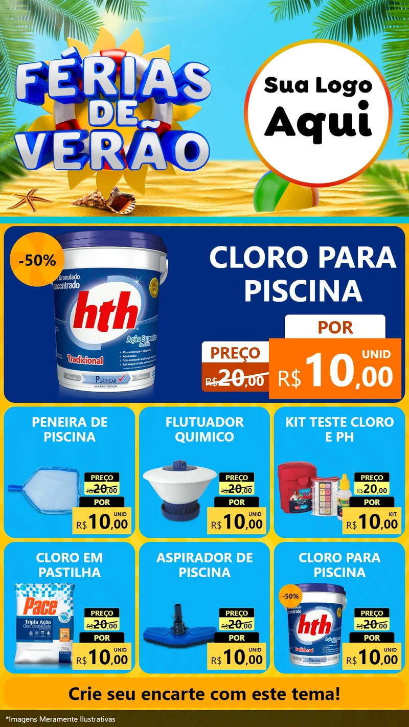 Modelo de Rede Social para Stories com o tema Férias de Verão para Produtos para Piscina