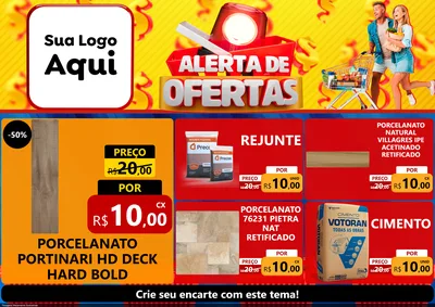 Modelo de Encarte para Encarte A4 Horizontal com o tema Alerta de Ofertas para Pisos e revestimentos