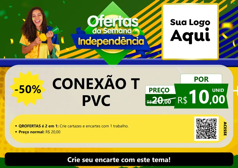 Modelo de Cartaz para Cartaz A4 Horizontal com o tema Ofertas da Semana da Independência para Tubos e conexões
