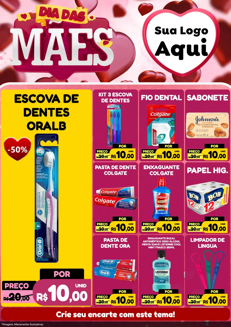 Modelo de Encarte para Encarte A4 Vertical com o tema Dia Das Mães para Higiene Pessoal