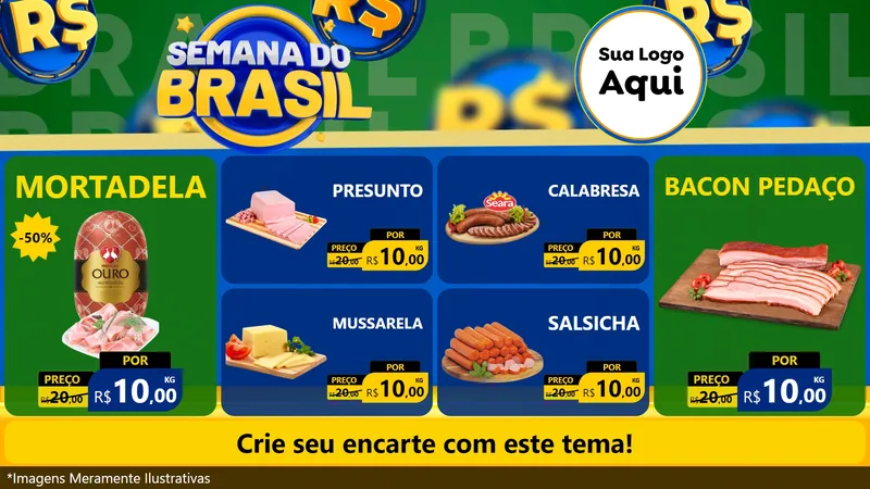 Modelo de TV para TV Horizontal com o tema Semana Do Brasil para Frios e Laticínios