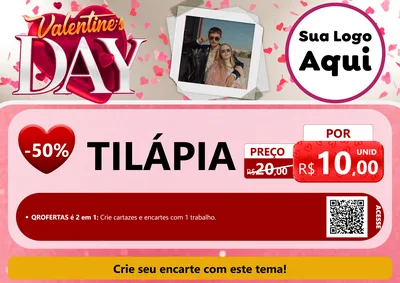 Modelo de Cartaz para Cartaz A4 Horizontal com o tema Valentine's Day para Peixaria