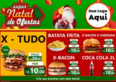 Modelo de Encarte para Encarte A4 Horizontal com o tema Super Natal de Ofertas para Hamburgueria