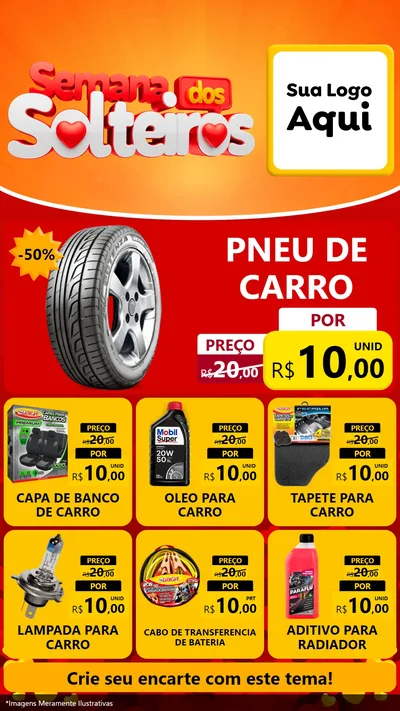 Modelo de Rede Social para Stories com o tema Semana dos Solteiros para Auto peças