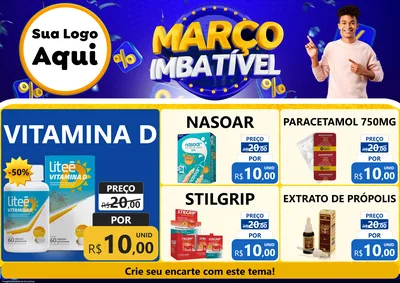 Modelo de Encarte para Encarte A4 Horizontal com o tema Março Imbatível para Farmácia