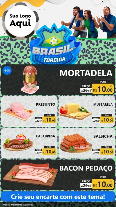 Modelo de TV para TV Vertical com o tema Brasil Torcida - Copa para Frios e Laticínios