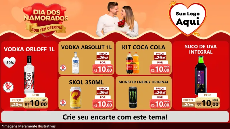 Modelo de TV para TV Horizontal com o tema Dia dos Namorados - Aqui Tem Ofertas para Distribuidora de bebidas