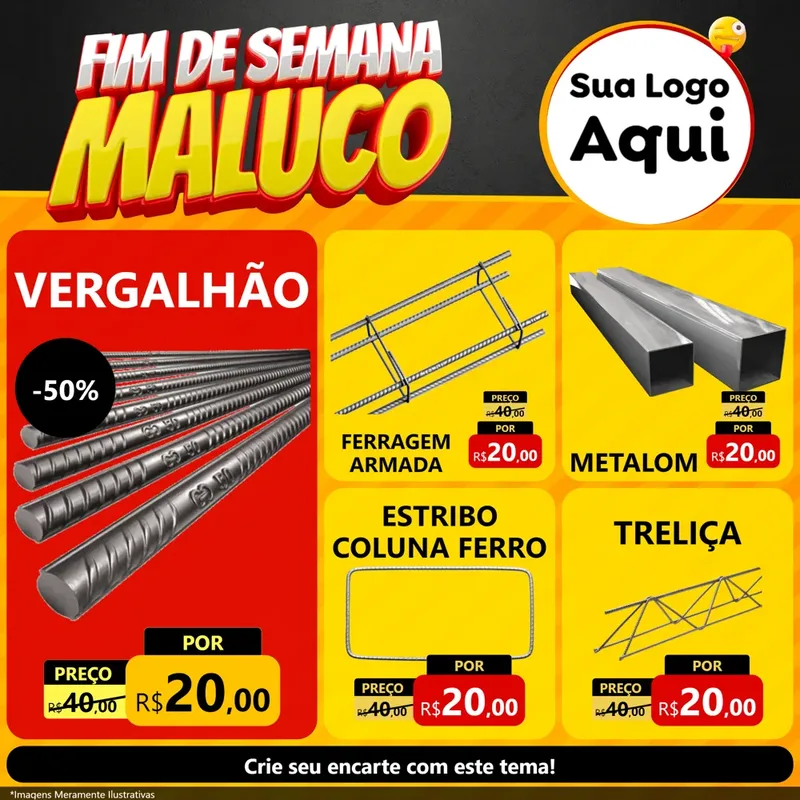 Modelo de Rede Social para Feed Facebook com o tema Final de Semana Maluco para Ferragens