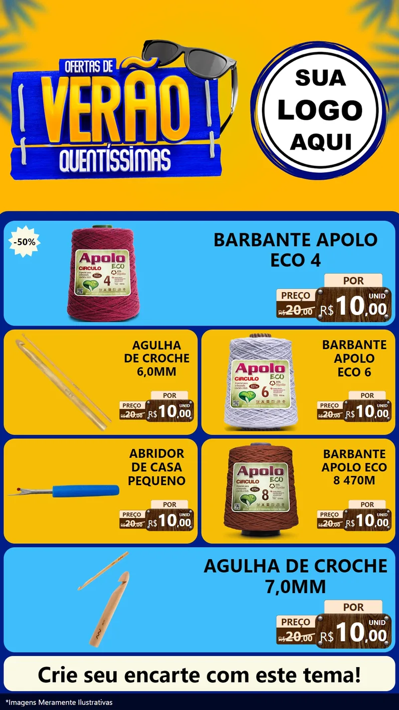 Modelo de TV para TV Vertical com o tema Ofertas de Verão Quentíssimas para Armarinho e Aviamentos