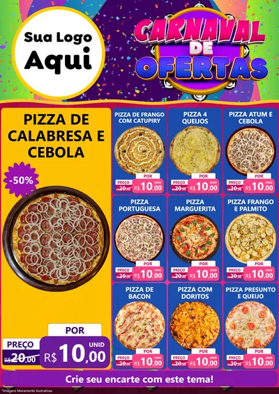 Modelo de Encarte para Encarte A4 Vertical com o tema Carnaval de Ofertas para Pizzaria