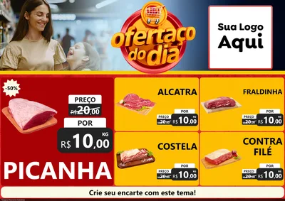 Modelo de Encarte para Encarte A4 Horizontal com o tema Ofertaço Do Dia para Açougue
