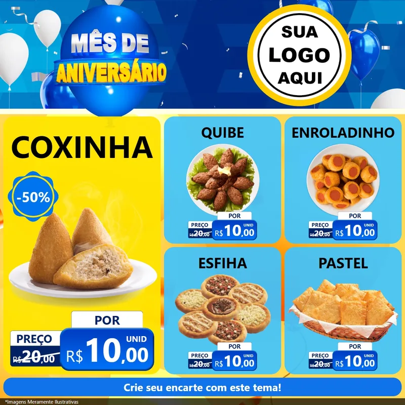 Modelo de Rede Social para Feed Facebook com o tema Mês de Aniversário para Salgadaria