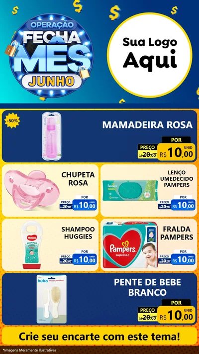 Modelo de TV para TV Vertical com o tema Operação Fecha Mês, Junho para Bebês