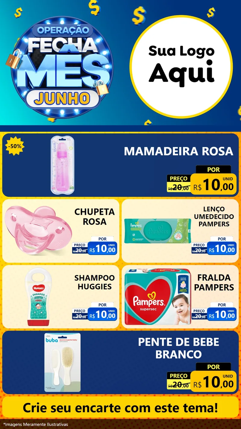 Modelo de TV para TV Vertical com o tema Operação Fecha Mês, Junho para Bebês