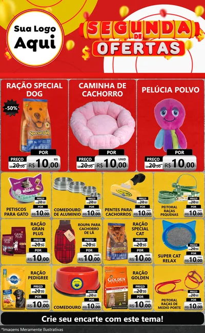 Modelo de Encarte para Encarte Grande com o tema Segunda de Ofertas para Pet Shop