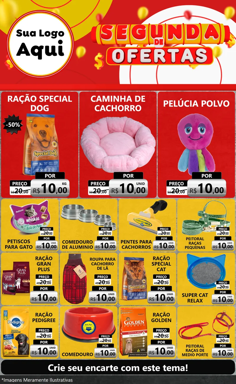 Modelo de Encarte para Encarte Grande com o tema Segunda de Ofertas para Pet Shop