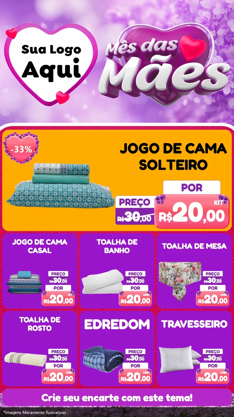 Modelo de Rede Social para Stories com o tema Mês das Mães para Cama, Mesa e Banho