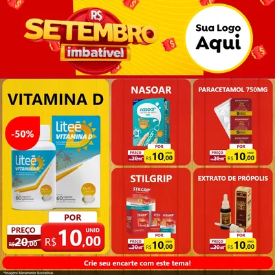 Modelo de Rede Social para Feed Facebook com o tema Setembro Imbatível para Farmácia