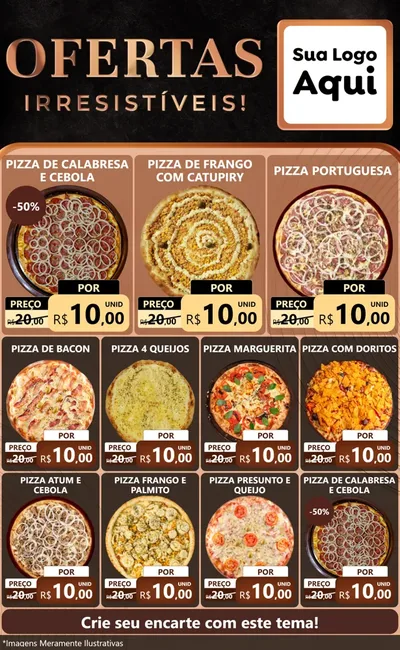Modelo de Encarte para Encarte Grande com o tema Ofertas Irresistíveis! para Pizzaria