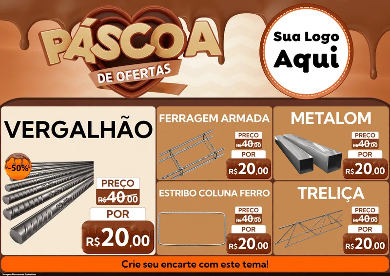 Modelo de Encarte para Encarte A4 Horizontal com o tema Páscoa de Ofertas para Ferragens