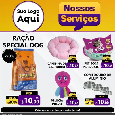 Modelo de Rede Social para Feed Facebook com o tema Nossos Serviços para Pet Shop