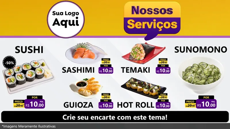 Modelo de TV para TV Horizontal com o tema Nossos Serviços para Comida japonesa