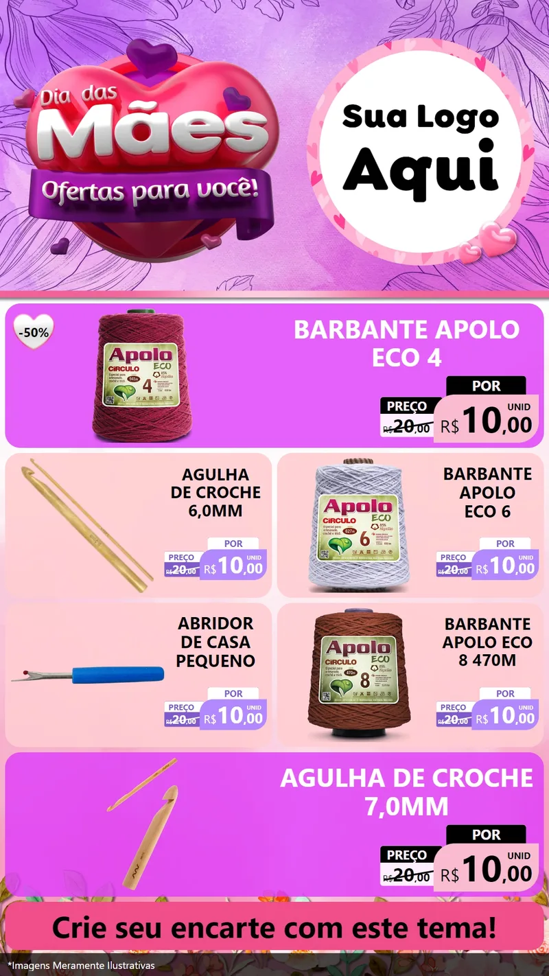 Modelo de TV para TV Vertical com o tema Dia das Mães Ofertas para Você! para Armarinho e Aviamentos