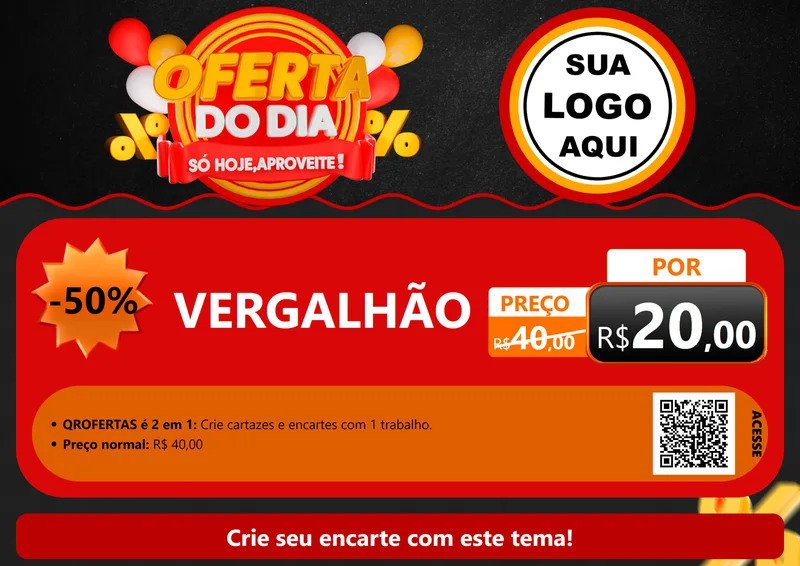 Modelo de Cartaz para Cartaz A4 Horizontal com o tema Oferta do Dia - Só hoje, Aproveite! para Ferragens