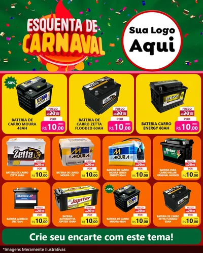 Modelo de Rede Social para Feed Instagram com o tema Esquenta de Carnaval para Baterias Elétricas