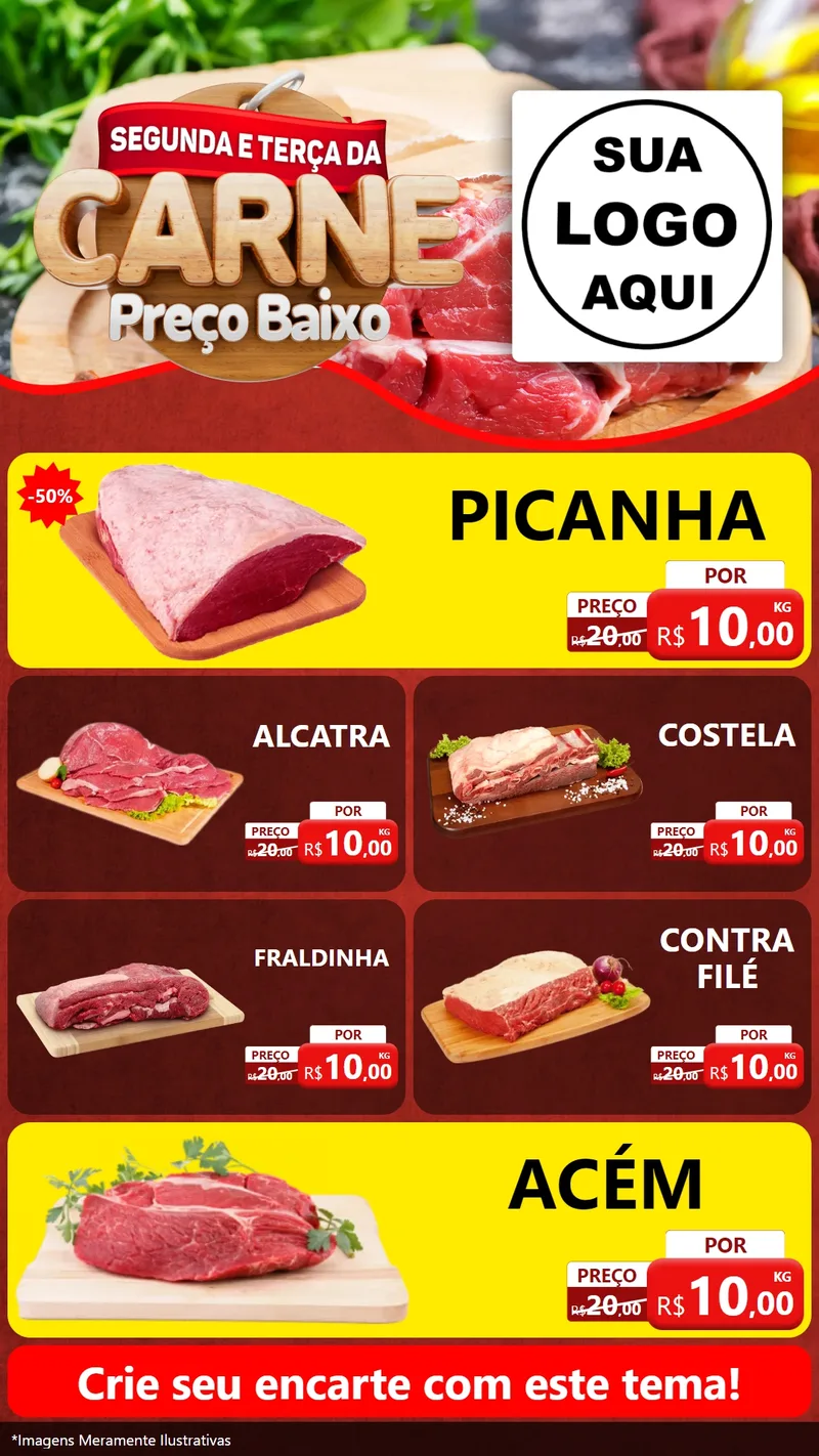 Modelo de TV para TV Vertical com o tema Segunda e Terça da Carne para Açougue