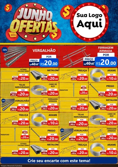Modelo de Encarte para Encarte A4 Vertical com o tema Junho de Ofertas para Ferragens