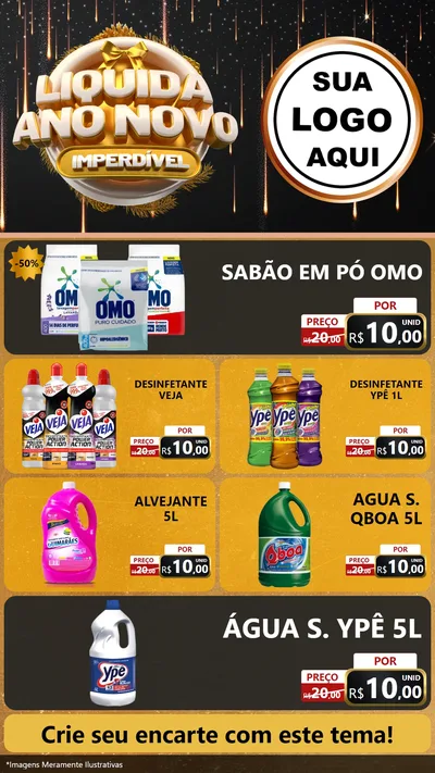 Modelo de TV para TV Vertical com o tema Liquida Ano Novo Imperdível para Produtos de Limpeza
