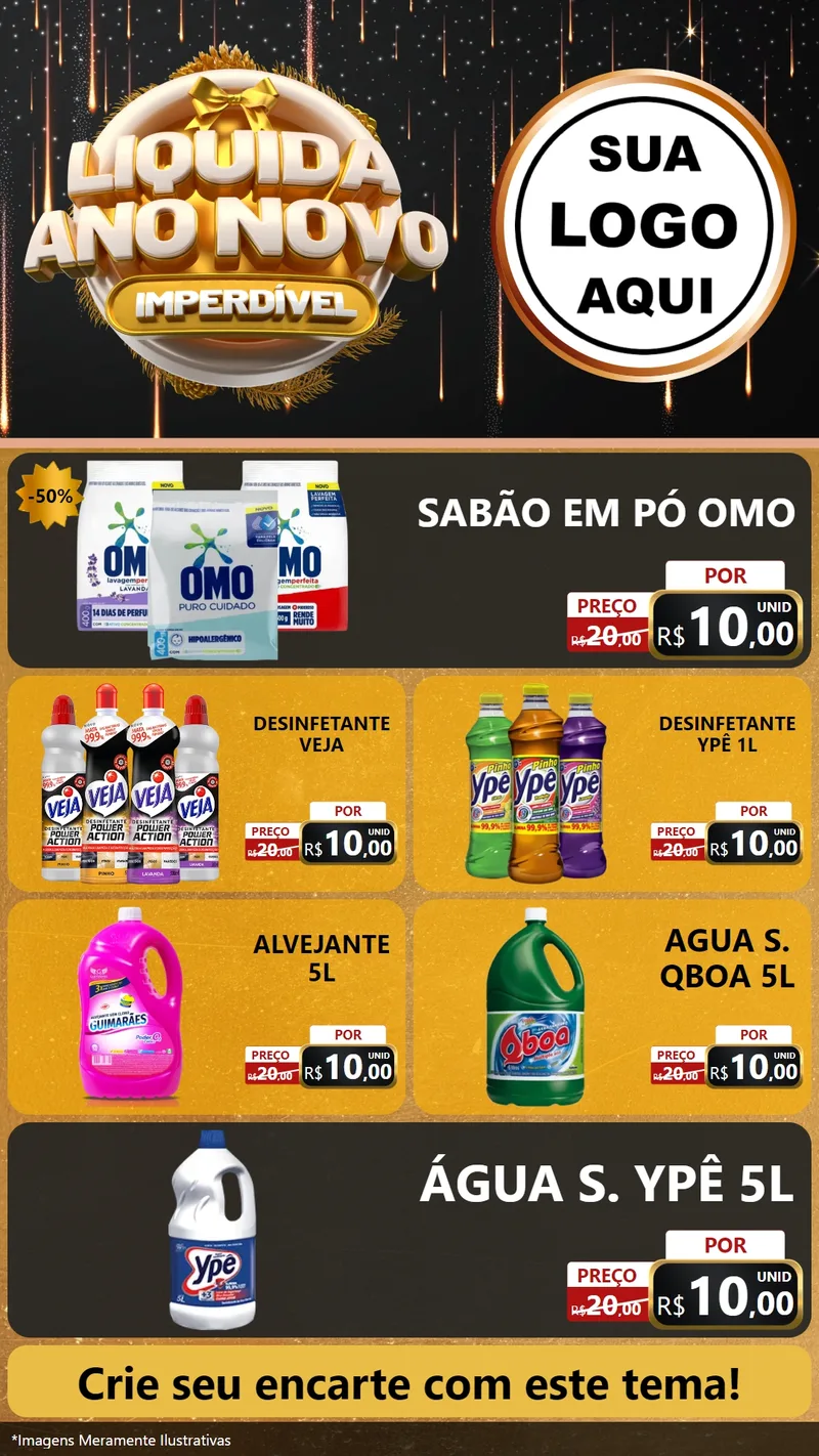 Modelo de TV para TV Vertical com o tema Liquida Ano Novo Imperdível para Produtos de Limpeza
