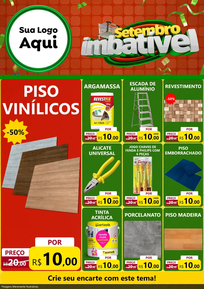 Modelo de Encarte para Encarte A4 Vertical com o tema Setembro Imbatível para Material para Construção