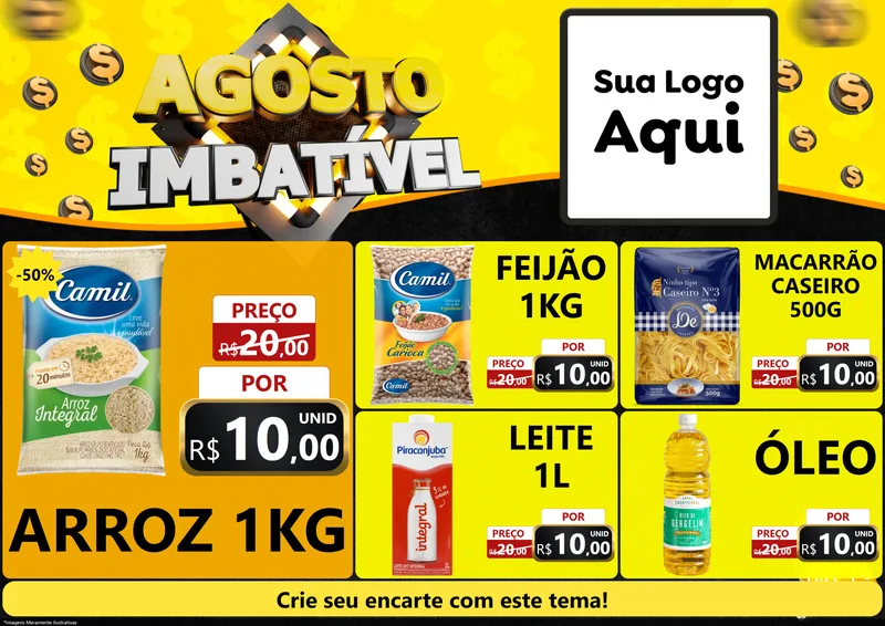 Modelo de Encarte para Encarte A4 Horizontal com o tema Agosto Imbatível para Supermercado