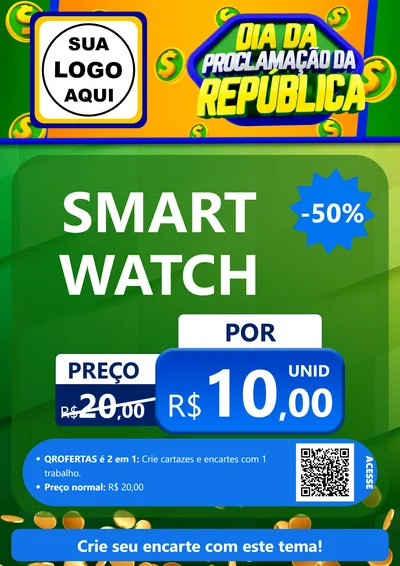 Modelo de Cartaz para Cartaz A4 Vertical com o tema Dia Da Proclamação da República para Informática