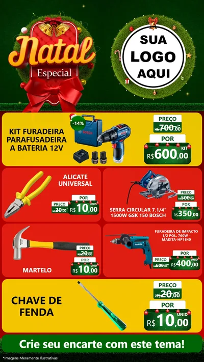 Modelo de TV para TV Vertical com o tema Natal Especial para Maquinas e Ferramentas