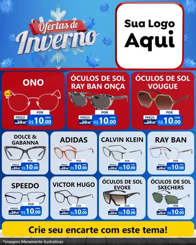 Modelo de Rede Social para Feed Instagram com o tema Ofertas de Inverno para Óticas