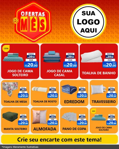 Modelo de Rede Social para Feed Instagram com o tema Ofertas do Mês para Cama, Mesa e Banho