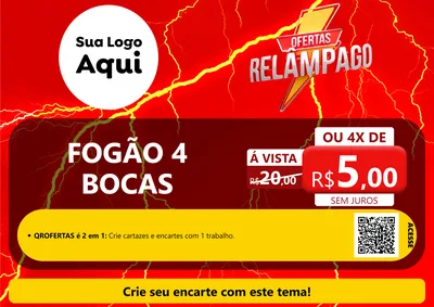 Modelo de Cartaz para Cartaz A4 Horizontal com o tema Ofertas Relâmpago para Móveis e Eletro