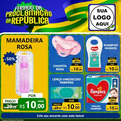 Modelo de Rede Social para Feed Facebook com o tema Feriado da Proclamação da República para Bebês