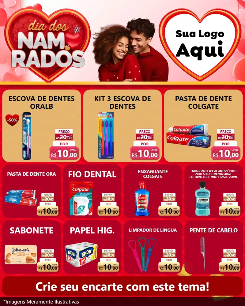 Modelo de Rede Social para Feed Instagram com o tema Dia dos Namorados para Higiene Pessoal