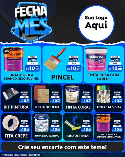 Modelo de Rede Social para Feed Instagram com o tema Fecha Mês para Tintas e Ferramentas