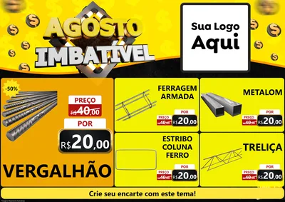 Modelo de Encarte para Encarte A4 Horizontal com o tema Agosto Imbatível para Ferragens